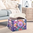thumbnail image 3 of Yayeee Collapsible Cube Storage Bin with Lid Fabric Closet Decorative Basket with Handles, Light Purple Flowers, 3 of 7