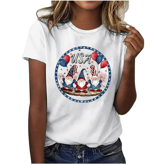 VerPetridure American Flag Shirts for Women 4th of July T Shirt Funny USA Print Crew Neck Tees Patriotic Casual Short Sleeve Tops