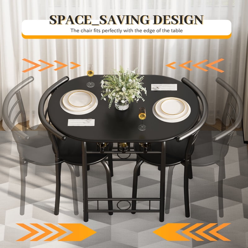 Lacoo 3-Piece Small Dining set, Table and Chair Set for 2 ,for Living Room, Dining Room, Kitchen, Black