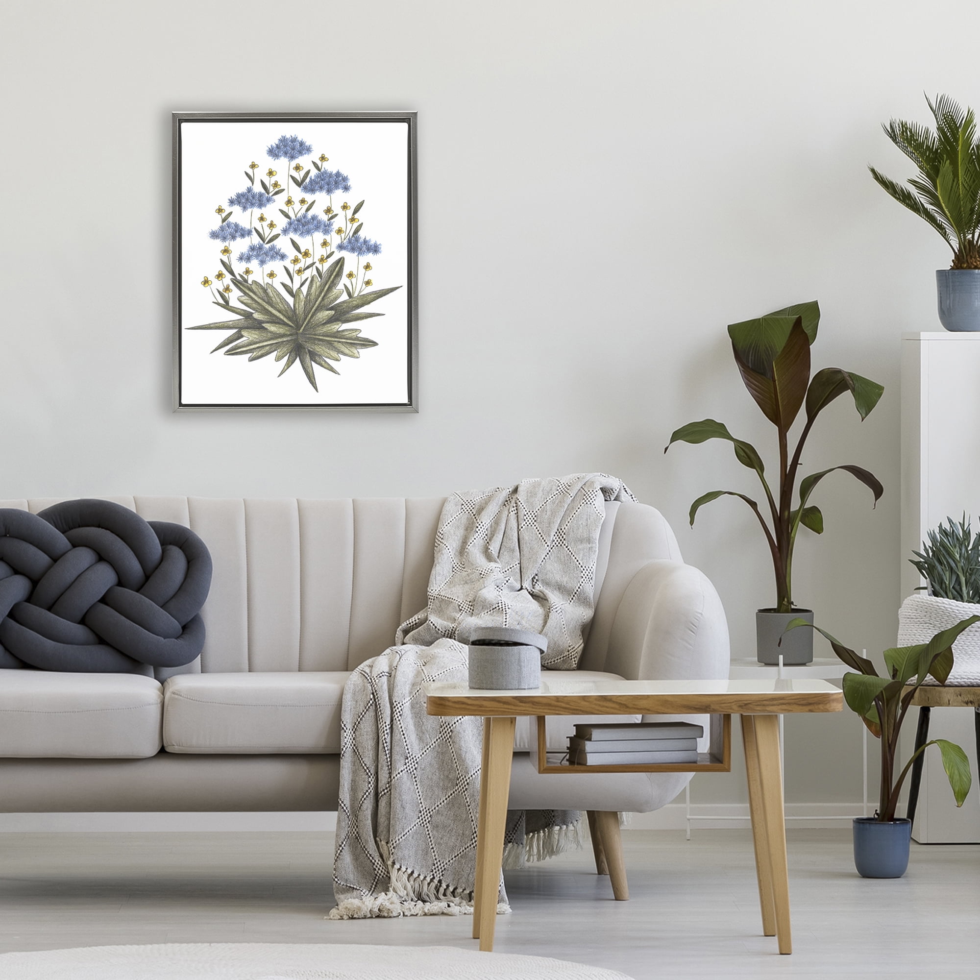 Where Wild Flowers Bloom Gray Framed Floater Canvas Wall Art, design by Cecilia Battaini