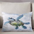 thumbnail image 3 of Teal Blue Turtle Coastal Throw Pillow Cover 20 x 30 Inch Decorative Pillow Cover Vintage Nautical Beach Sea Lumbar Pillowcase Seasonal Rectangle Cushion Case for Couch Sofa Bed Living Room, 3 of 7