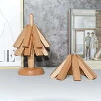 Wooden Tree Trivet Set of 3, Kitchen Hot Pads Trivet, Foldable Heat Resistants Pads for Hot Dishes/Pot/Bowl/Teapot/Hot Pot Holders, Anti-Hot Non-Slip Durables