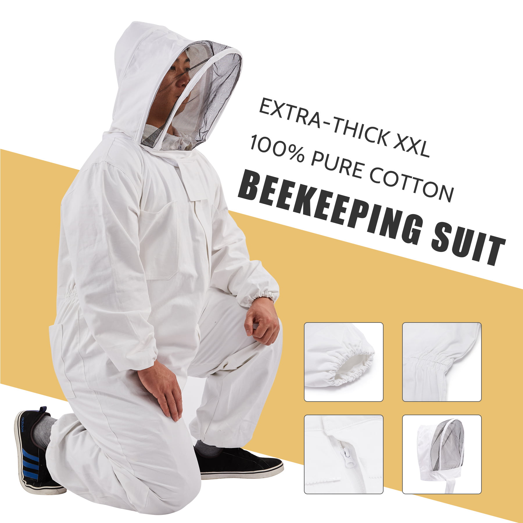 Professional Beekeeping Jacket-100% Cotton Beekeeping Jacket 4 Pockets Size L XL 