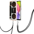 thumbnail image 2 of for Samsung Galaxy A03s Crossbody Strap Phone Case, Anti-Fall Pattern Clear Design Transparent Soft & Flexible TPU Drop and Shockproof Protective Cover with Adjustable Nylon Neck Strap, Retro Radio, 2 of 7