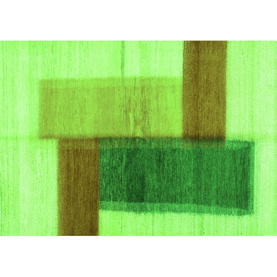 Ahgly Company Indoor Rectangle Abstract Green Contemporary Area Rugs, 3' x 5'