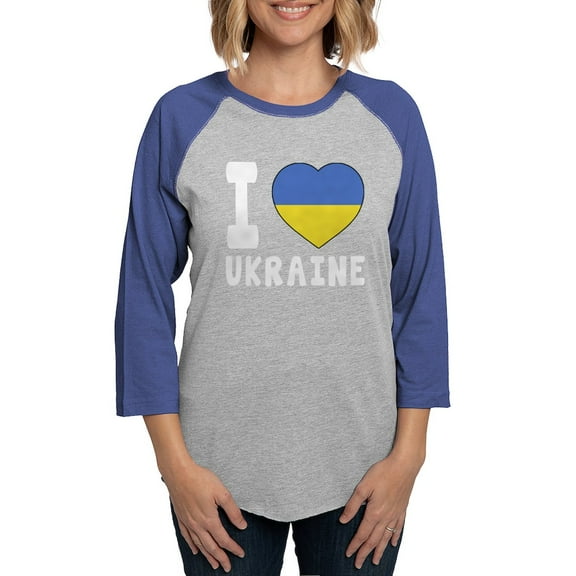 CafePress - I Love Ukraine Women's Baseball T Shirt - Womens Baseball Tee