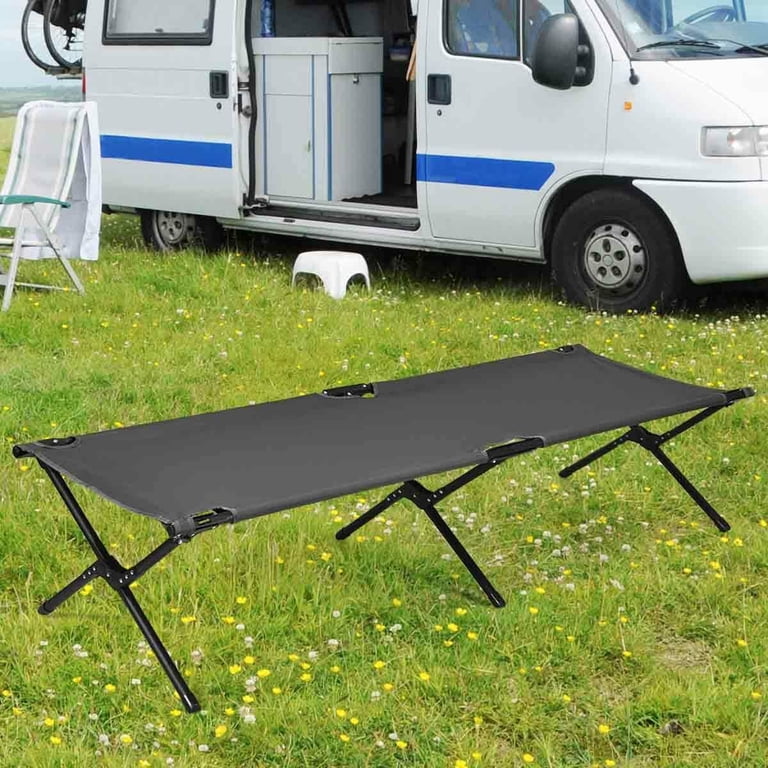 Gymax, Camping Cot, Heavy-Duty Folding Bed, Gray, 600D Oxford