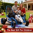 thumbnail image 5 of 24V 8.5 MPH Electric Go Kart for Kids, 400W Powerful Drift Kart w/ Front EVA Wheel & Metal Frame, Ride on Toy w/ Music & Lights, Suspension, 2 Speed, 5 Point Harness, Crazy Cart for Ages 6+, Blue, 5 of 8