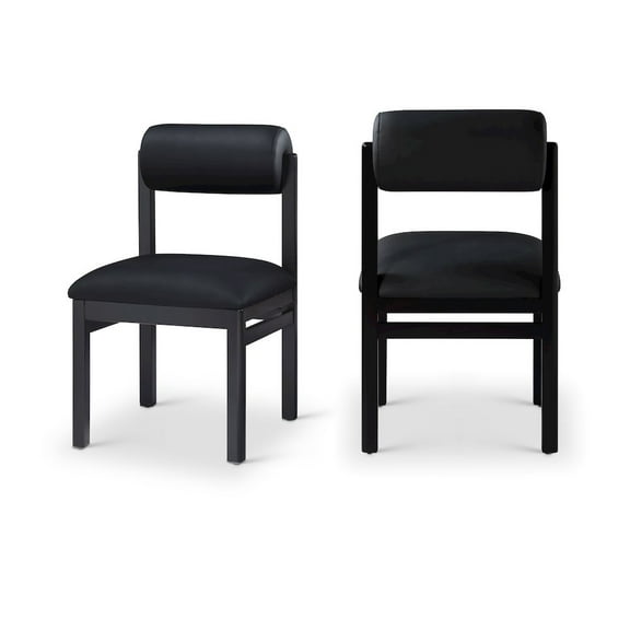 Meridina Furniture Roundhill Black Vegan Leather Upholstered Dining Chair, Set of 2