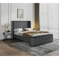 thumbnail image 2 of Manhattan Comfort Kingdom Faux Leather Queen Size Bed Frame in Gray, 2 of 6