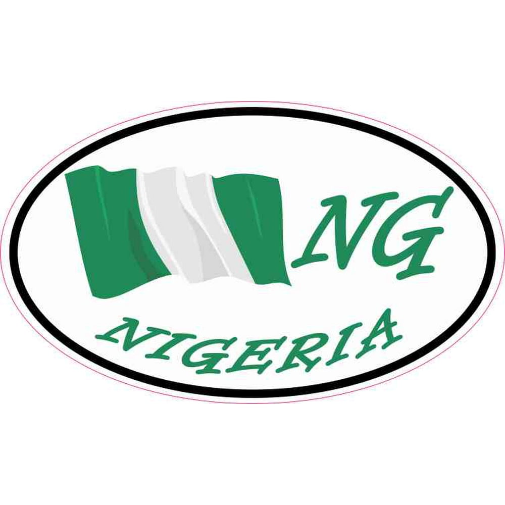 5in x 3in Oval NG Nigeria Flag Sticker Vinyl Vehicle Decal Travel Cup