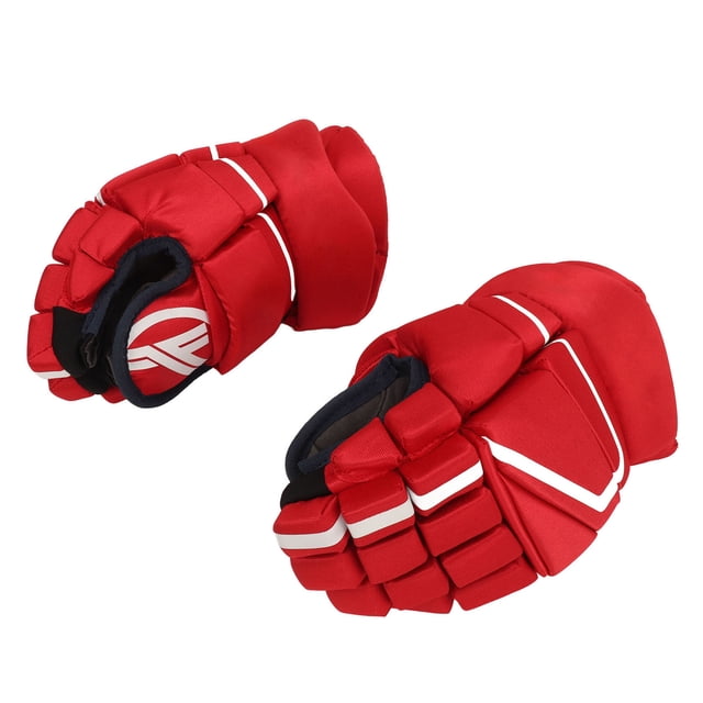 Gants de Hockey sur Glace Rouges, 1 Paire Ajustement Confortable Gants de Hockey sur Glace pour Adultes Protection Maximale pour Patinage à Roulettes 8 Pouces