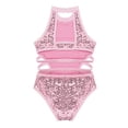 thumbnail image 4 of iiniim Kids Girls Tank Sleeveless Halter Sequins Cutouts Back Gymnastics Dance Ballet Bodysuit Dancewear, 4 of 7