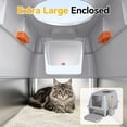 thumbnail image 3 of Extra Large Stainless Steel Litter Box with Lid, High Sided Enclosed Metal Cat Litter Pan, Dog Proof Front Entry Top Exit, Odor Control Easy Clean Leak Proof, Includes Scoop & Step, Light Gray, 3 of 8