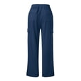 thumbnail image 6 of AOMPMSDX Pants For Women Womens Daily Home Outdoor Elastic Waist Side Pockets Trousers Casual Workout Trousers Cargo Pants Navy Daily Trousers M, 6 of 6
