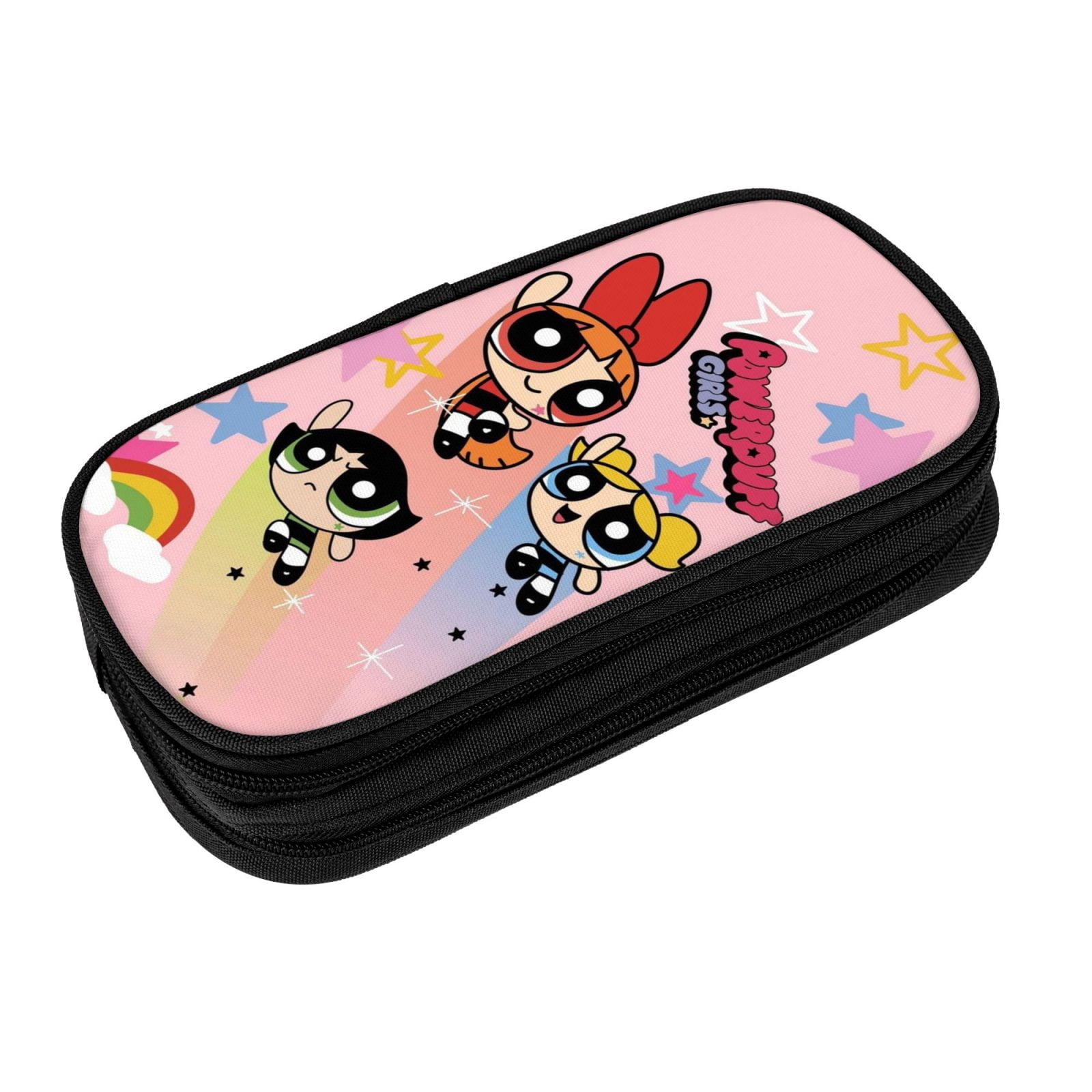 The Powerpuff Gi-rls Pencil Case Large Capacity Pencil Pouch Penbag Office Stationery Organizer Travel Makeup Bag Black