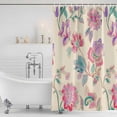 thumbnail image 3 of Retro Floral Small Stall Shower Curtain, Waterproof Shower Curtains for Bathroom, Farmhouse Botanical Leaves Flowers Washable Fabric Cloth Bath Curtain for Bathtub Decoration with Hooks 36x72 Inches, 3 of 6