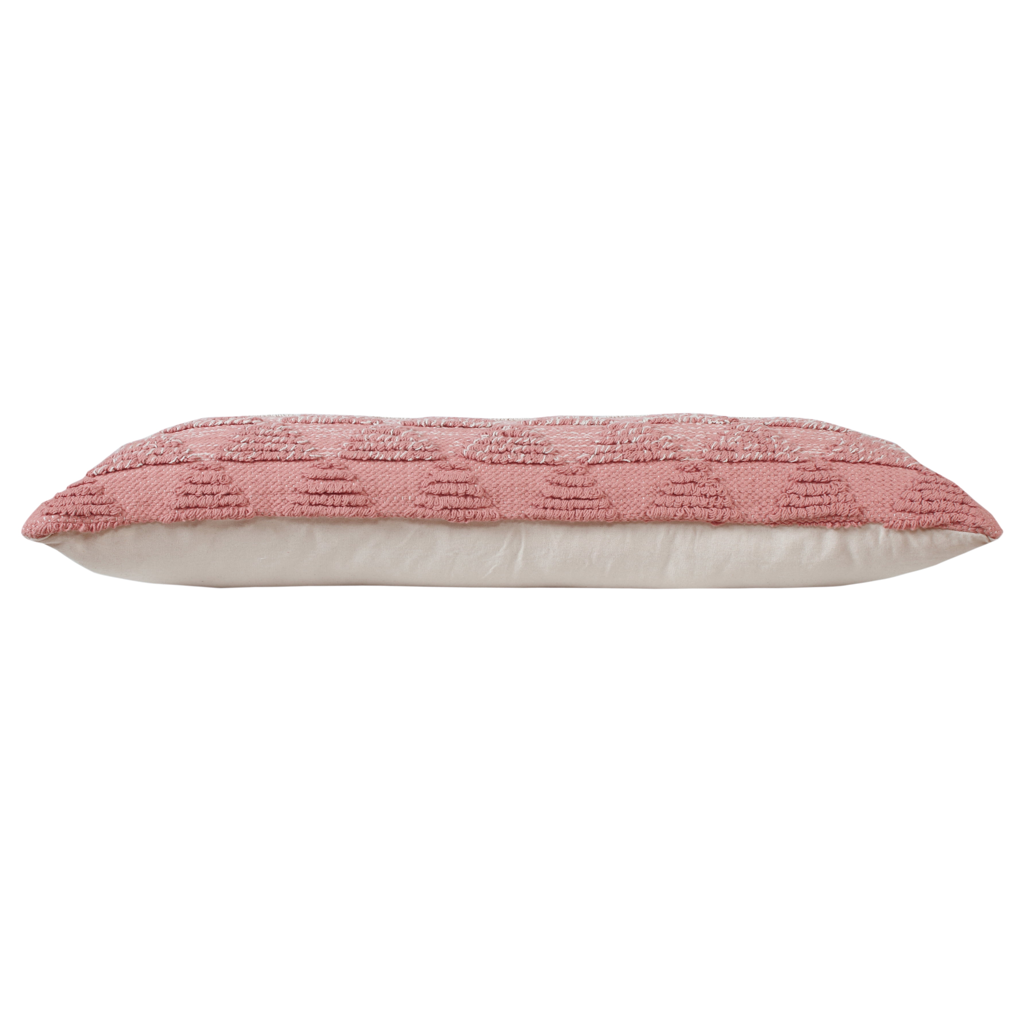 Ox Bay 14" x 36" Hand-Woven Pink/ White Geometric Organic Cotton Pillow Cover