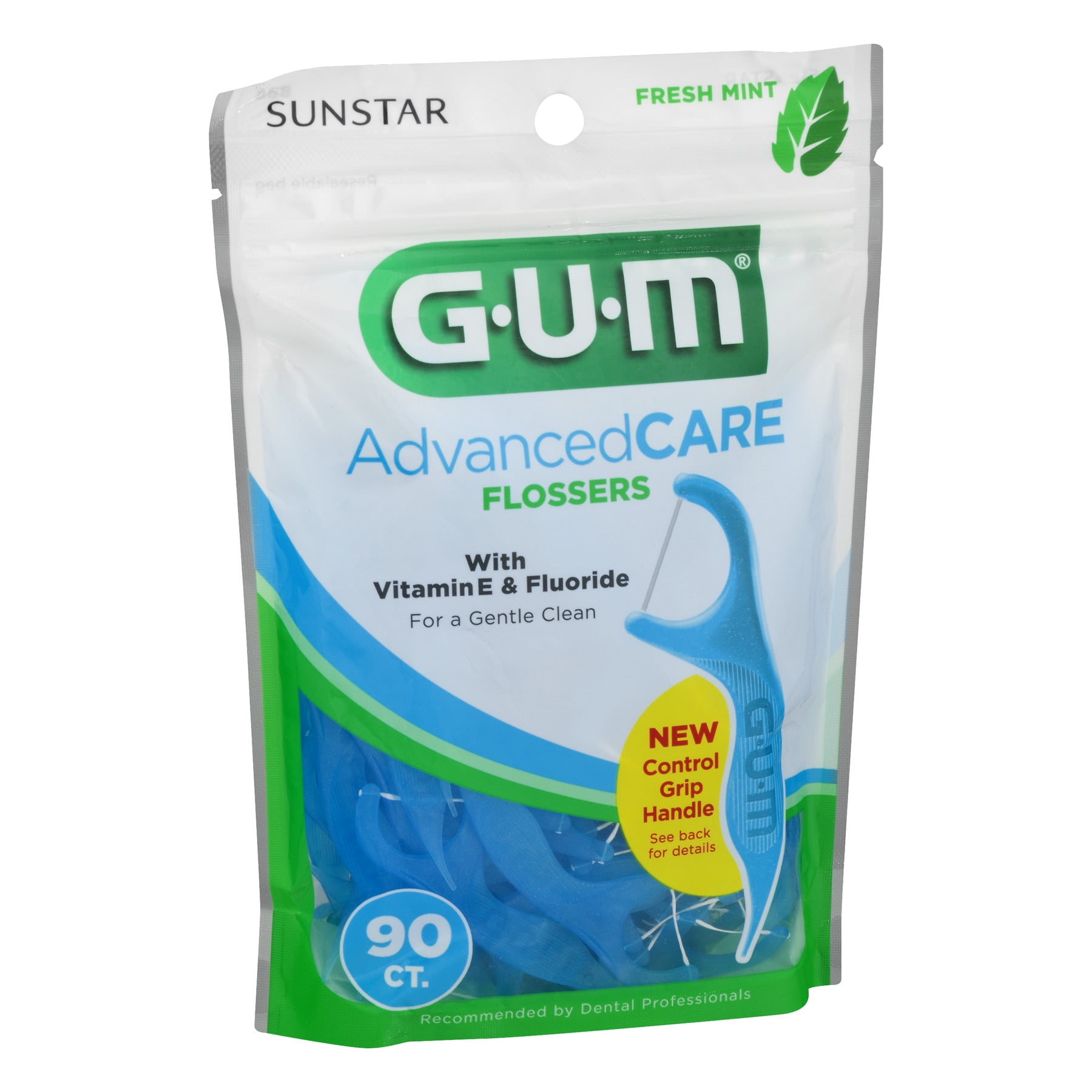 GUM Advanced Care Flossers with Vitamin E Fluoride, Fresh Mint 90 ct