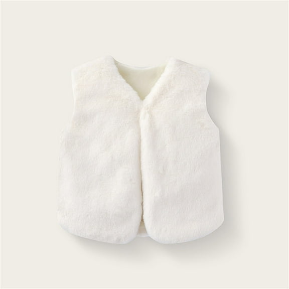 REDARER Girls Vest Long Pile Sleeveless Jacket Warm Winter Fall Outerwear Toddler Kids Fashion,Size:6-12 Months