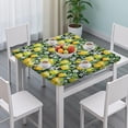 thumbnail image 3 of Yellow Lemon Flowers Black Pattern Square Fitted Tablecloth with Elastic Edge,Square Table Cover,Washable Elastic Table Cover for Home Kitchen Party Decor 36"x36", 3 of 6