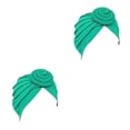 thumbnail image 3 of Qarigey Turbante Nudo Musulmán Hijab Elástico Superficie lisa Diadema Pañuelo Gorro Cabello para mujeres de cara Verde claro Verde claro 2piezas, 3 of 6