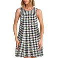 thumbnail image 1 of Fotbe Black And White Houndstooth Vestido de Verano sin Mangas para Mujer – Vestido Midi Línea A, Estilo Camiseta Floral, Vestido Playero Casual y Fluido, 1 of 7
