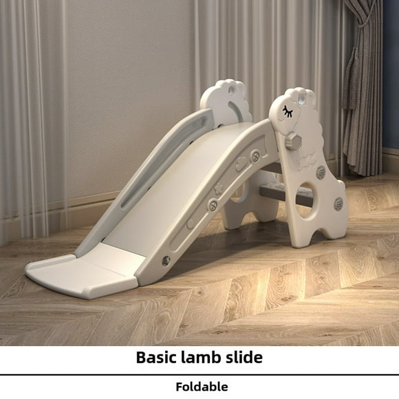 Compact Foldable Kids Slide with Climbing & Play Functions - Safe Indoor Toddler Playground Equipment for Home Use, White Grey Design, Multi-Functional Children's Activity Toy for Small Spaces