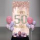 thumbnail image 5 of Banner de puerta para feliz 50 cumpleaños, decoración para mujer, fondo para cartel de puerta de fiesta de 50 cumpleaños en rosa y oro rosa, suministros para posavasos de cumpleaños de cincuenta años, 5 of 5