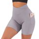 thumbnail image 4 of Gibobby Pantalon cortos yoga mujer Shorts Biker V Lifting Butt Shorts Cintura Entrenamiento Cintura alta Mujeres Yoga Shorts(Gris,M), 4 of 4