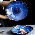thumbnail image 2 of 4pcs Ceramic Plates, Cat Eye Blue Nordic Style Ceramic Food Dish Plate, Dinner Plate, Household Pottery Irregular Dish, Salad Plate, For Home Kitchen Restaurant, Dinnerware Accessories, 2 of 8