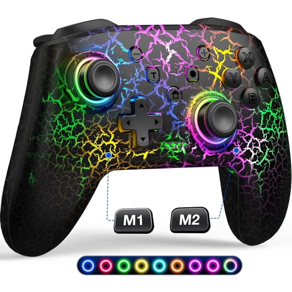 Beboncool GlowGrip Wireless Gaming Controller for Switch/OLED/Lite, Windows PC, iOS/Android - Mappable Back Buttons, 6-Axis Gyro, Turbo & Adjustable Vibration