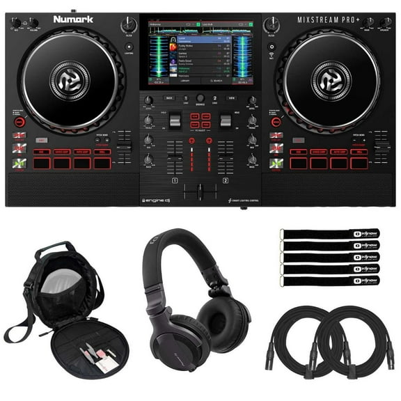 Numark MIXSTREAM PRO Standalone Streaming DJ Controller with Pioneer DJ HDJ-CUE1 DJ Headphones Package