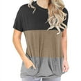 thumbnail image 1 of T-shirt Décontracté à Manches Courtes avec Poche et Col Rond Assorti pour Femmes, 1 of 2