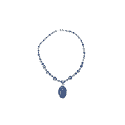 Mogul Jewelry Lapiz Beads Oval Pendent Necklace - Handmade Necklaces