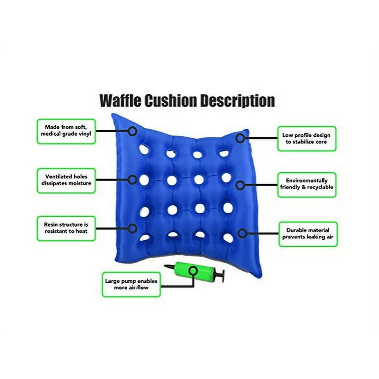 Extended Care Waffle Pre-inflated Seat Cushion | 17 x 17 Inch Inflated Seat  Pad Great for Back Pain, Office Chair, Car Seat, Chair, Bench, Wheelchair