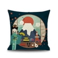thumbnail image 2 of Funda de cojín japonesa Fuji Ukiyo-e, funda de almohada, decoración para sofá, coche, hogar, cama, 45 x 45 cm, juego de 4 piezas (estilo japonés B), funda de almohada de lino estilo japonés Ukiyoe Rojo Verde, 2 of 5