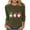 Army Green, variant on qelini Christmas Tee Shirts for Women Plus Size Dwarf Print Crewneck Pullover Ribbed 3/4 Sleeve Tops Casual Holiday Blouses