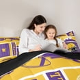 thumbnail image 5 of jejeloiu Football Sport City Twin Comforter Sets,Yellow Purple Bedding Set For Teens Reversible 2pcs, 5 of 8