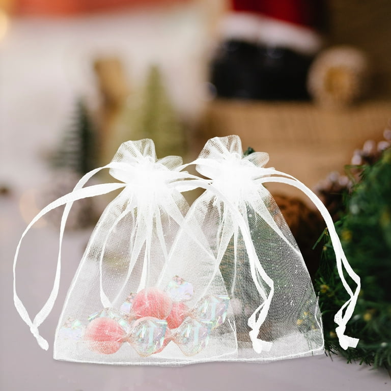 100 Pcs Mini White Organza Gift Bag Jewelry Storage Pouches