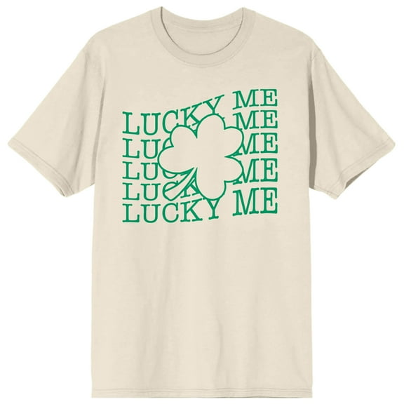 St. Patrick's Day Lucky Me Crew Neck Short Sleeve Natural Women's T-shirt-Medium