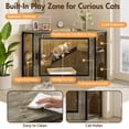 thumbnail image 3 of Aukfa Corner Cat Litter Box Furniture with LED Light, Hidden Cat Litter Box Cabinet with Acrylic Door, Storage & Play Area,Gray, 3 of 8