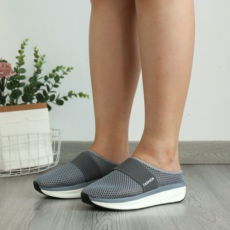 

ZTTD Fashion Summer Women Casual Shoes Mesh Surface Breathable Lightweight Wedge Heel Thick Sole