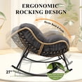 thumbnail image 3 of RADIATA Oversized Papasan Rocking Chairs with Ottomans, Set of 2, 5.1" Cushions and 450 lb Heavy-Duty Rattan Patio Lounge Rocker Set for Porch, Garden, Bedroom, Gray, 3 of 11