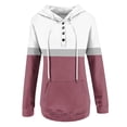 thumbnail image 4 of Xudanell Women's Sweatshirts Button Casual Stitching Hoodie Drawstring Sweatshirt Printed Long Sleeve Pocket Hot Pink M, 4 of 5