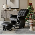 thumbnail image 3 of LAZZO Swivel Recliner Chair with Ottoman, 360° Swivel Glider with Side Pockets, Comfy Lounge Chair for Living Room and Office, Black, 3 of 9