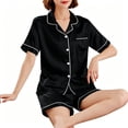 thumbnail image 3 of KyCheLot Women's Button down Outfits Lapel Neck Short Sleeve Sleepwear Shorts Lightweight Trendy Pajama Sets, 3 of 5