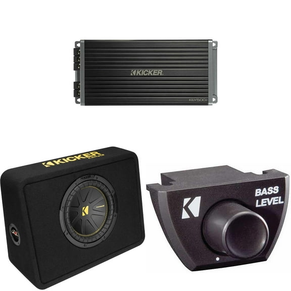 Kicker 10 Inch Comp Truck Bass Package 50TCWC102 with 47KEY500.1, Bass Knob Bundle
