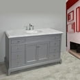thumbnail image 2 of Eviva Elite Stamford 60" Gray Solid Wood Single Bathroom Vanity Set with Double OG white carrara Marble Top & White Undermount Porcelain Sink, 2 of 4