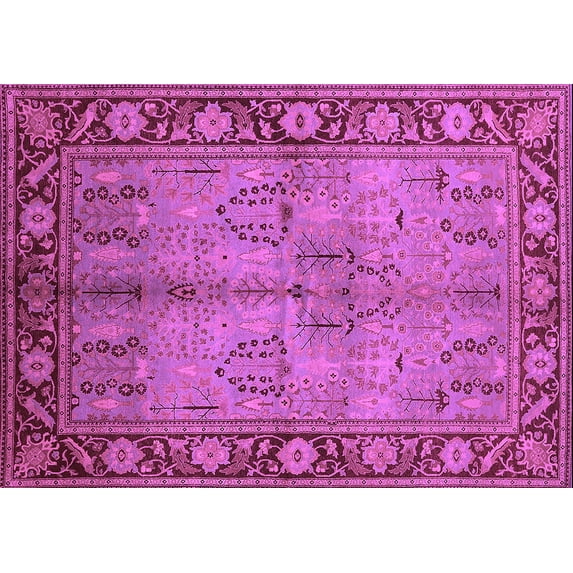 Ahgly Company Indoor Rectangle Oriental Purple Industrial Area Rugs, 2' x 4'